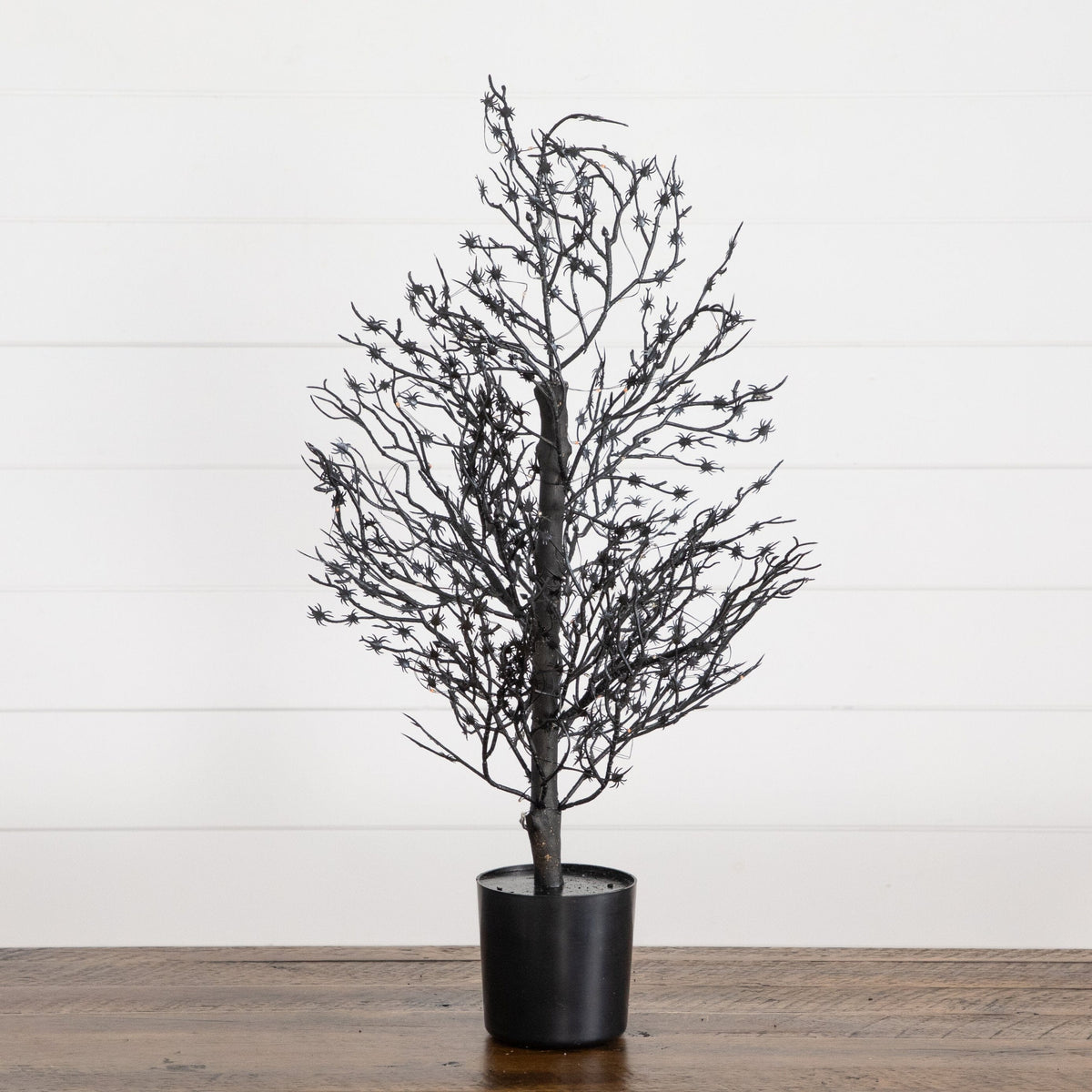 2’ Pre-Lit Artificial Halloween Spider Twig Tree with 50 Orange & Purple LED Lights