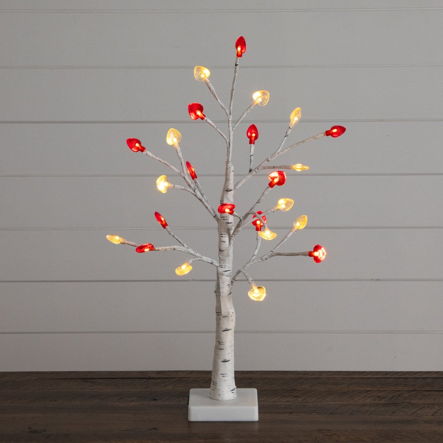 2' Pre-Lit Artificial Valentine's Day Twig Tree with 24 Red & White Heart-Shaped LED Lights