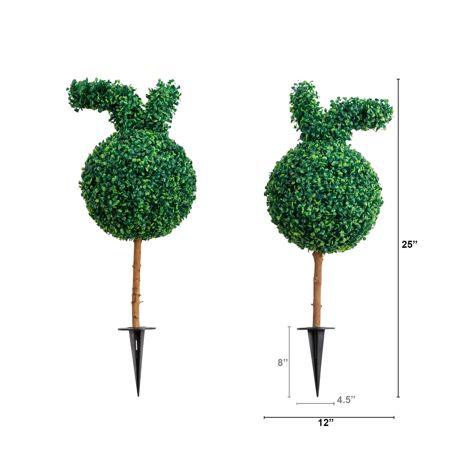 2' UV Resistant Artificial Easter Bunny Boxwood Topiary with Integrated Ground Stake (Indoor/Outdoor) - Set of 2