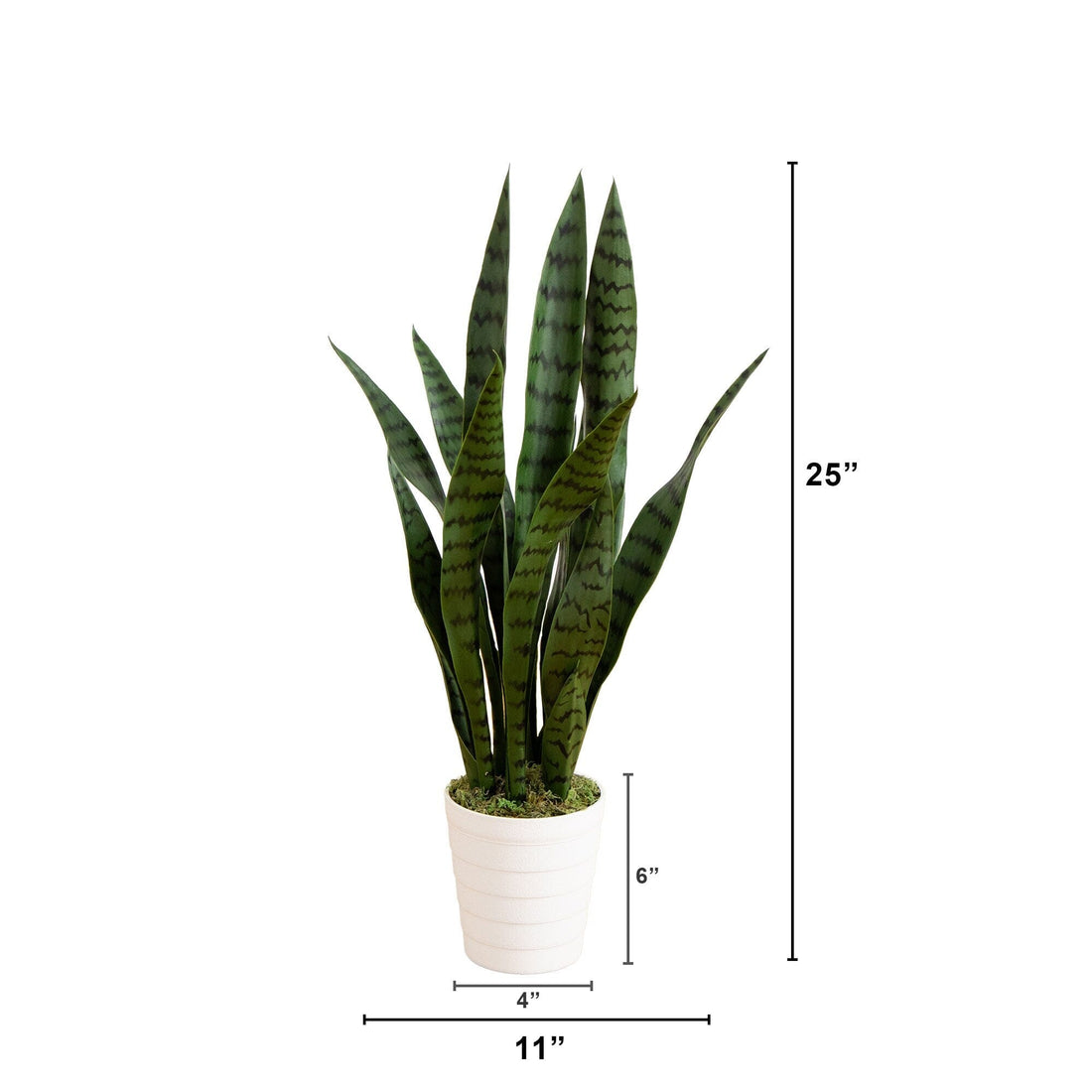nearly natural sansevieria 2' UV Resistant Artificial Sansevieria Plant in White Decorative Planter (Indoor/Outdoor)