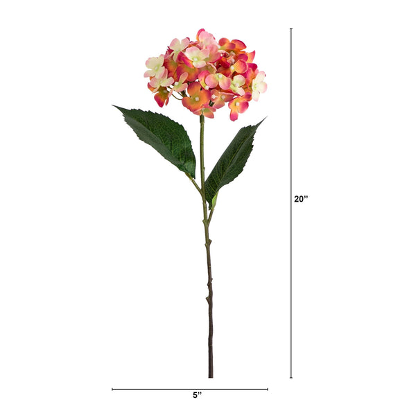 20" Artificial Hydrangea Flower Stems- Set of 3