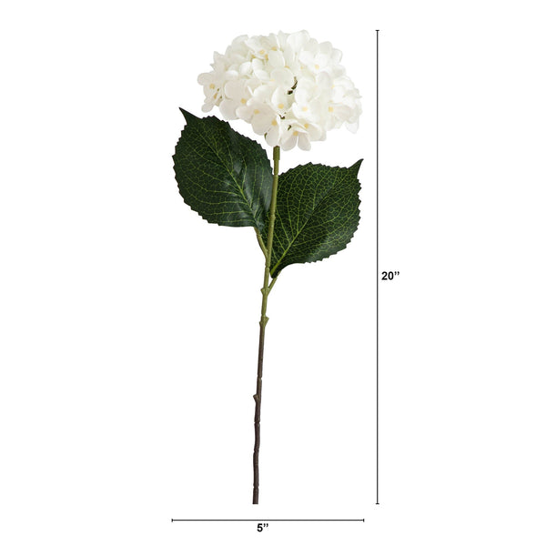 20" Artificial Hydrangea Flower Stems- Set of 3