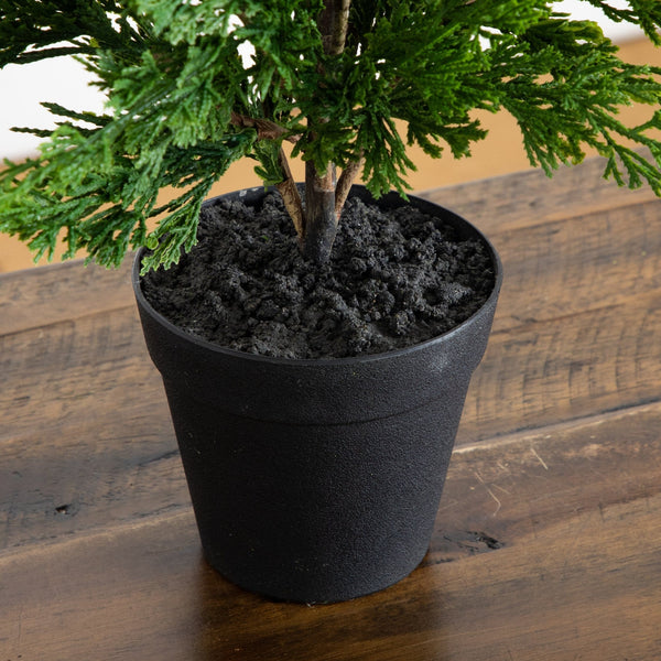 20” Artificial Real Touch Winter Mini Cypress Real Tree