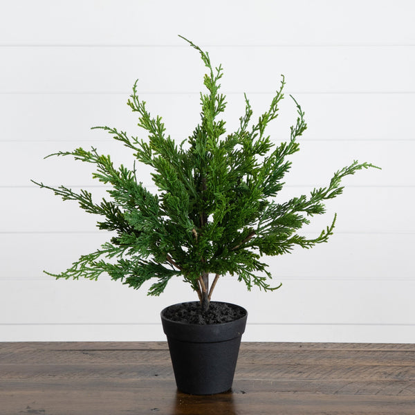 20” Artificial Real Touch Winter Mini Cypress Real Tree