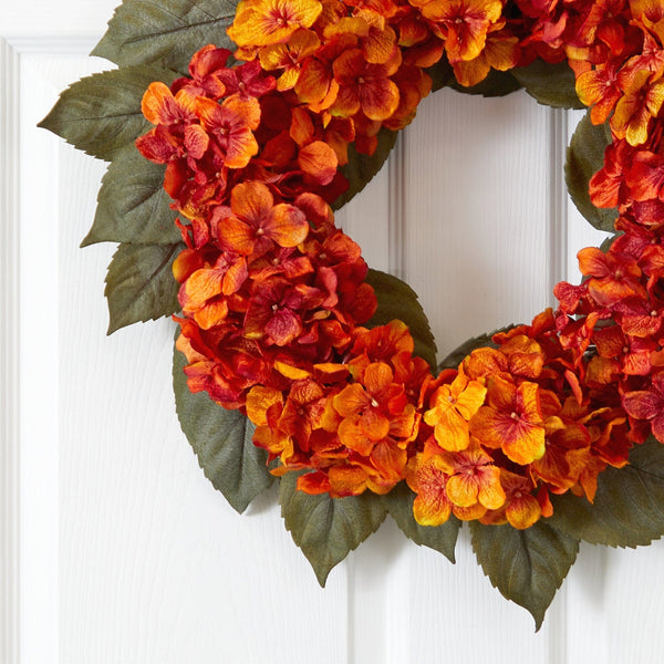 20” Autumn Hydrangea Artificial Wreath