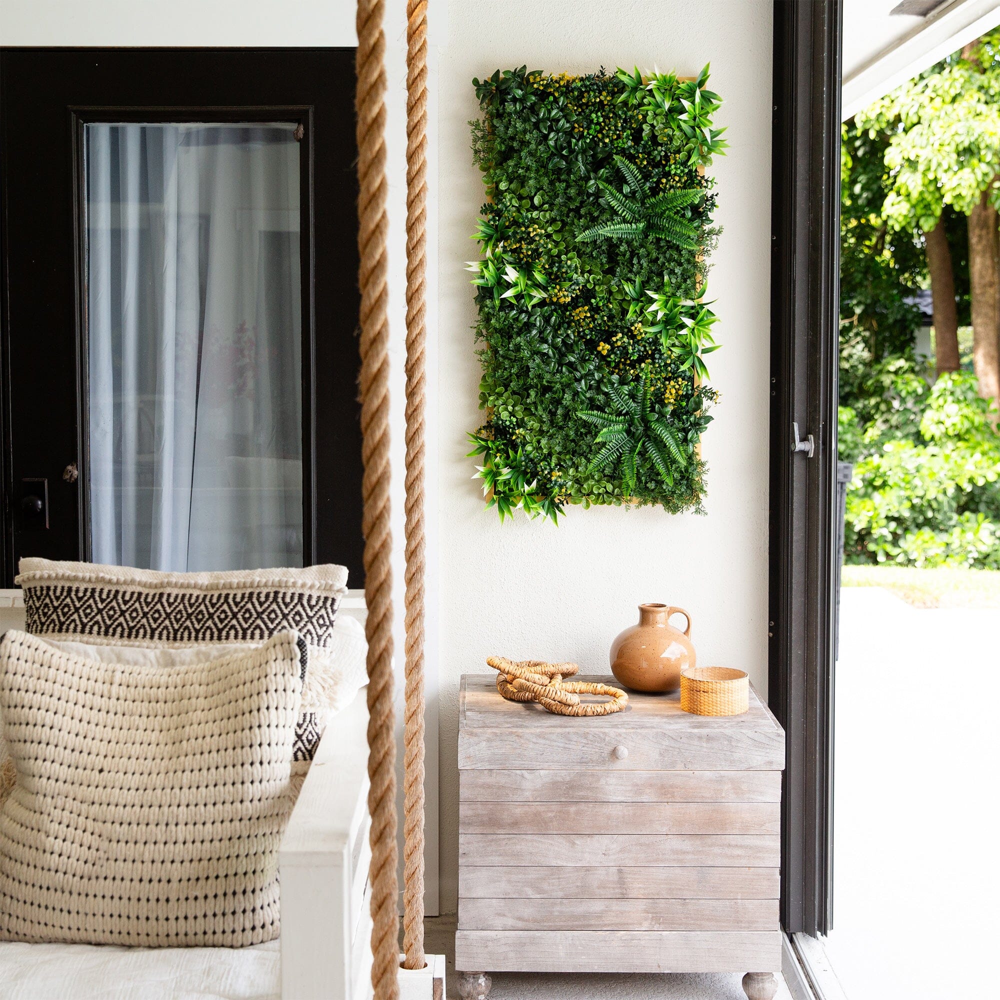 エアープランツ付きウッドアート 20” x 40” UV Resistant Hawaiian Islands Artificial Living Wall Art