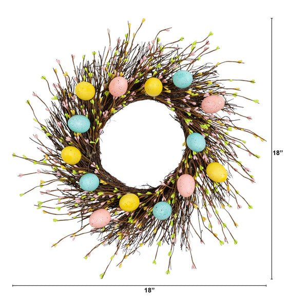 20" Artificial Pastel Easter Egg Twig Wreath
