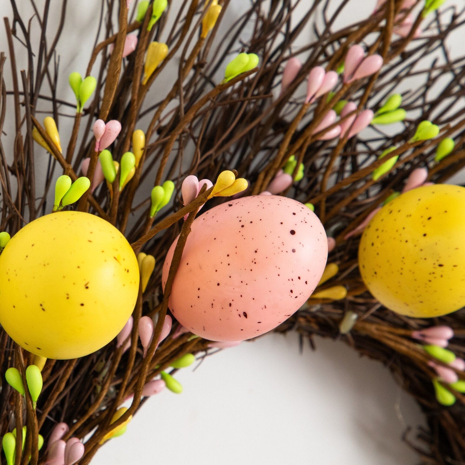 20" Artificial Pastel Easter Egg Twig Wreath