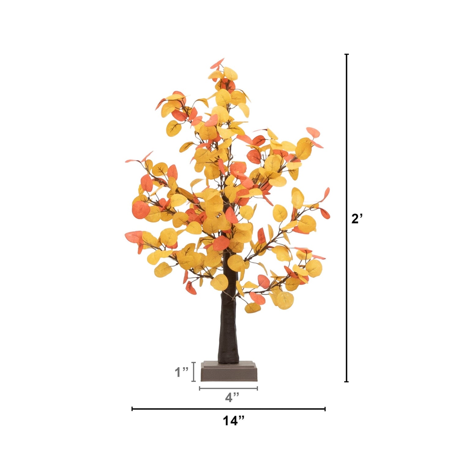 21" Pre-Lit Bright Autumn Eucalyptus Artificial Fall Tree with 50 Warm White LED Lights and Detachable Base