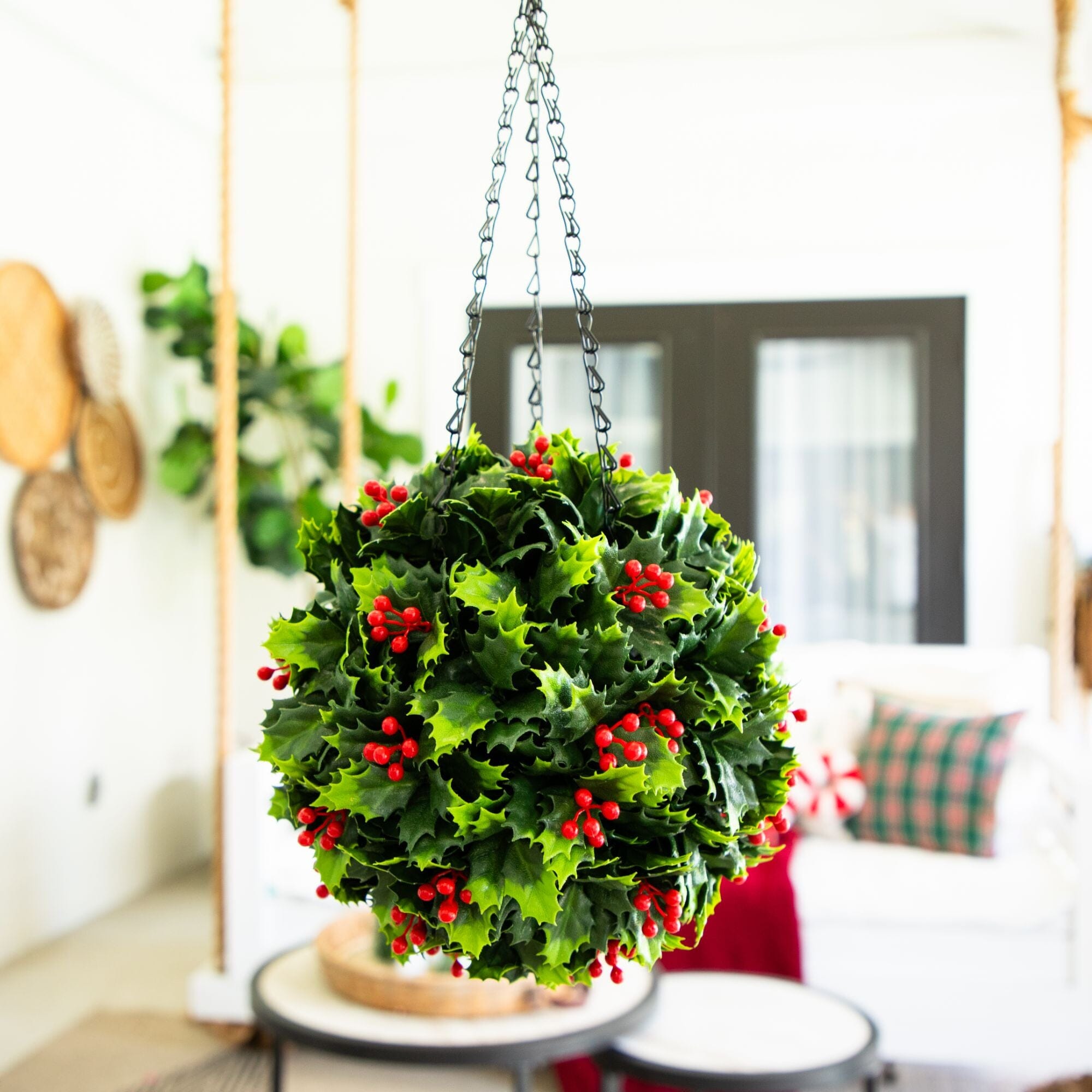 21” UV Resistant Artificial Holly Berry Christmas Hanging Ball