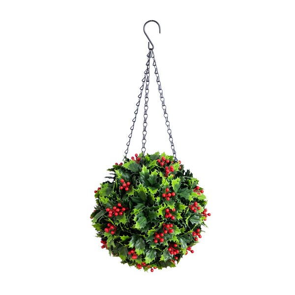 21” UV Resistant Artificial Holly Berry Christmas Hanging Ball (Indoor/Outdoor)