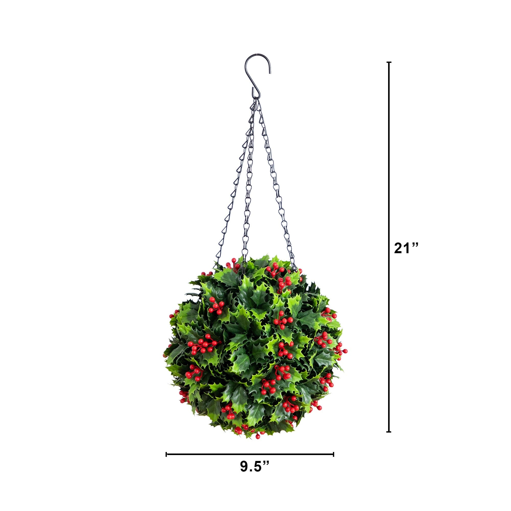 21” UV Resistant Artificial Holly Berry Christmas Hanging Ball