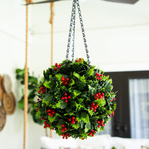 21” UV Resistant Artificial Holly Berry Christmas Hanging Ball (Indoor/Outdoor)