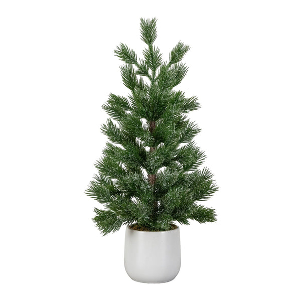 22” Artificial Frosted Christmas Tree in White Ceramic Planter