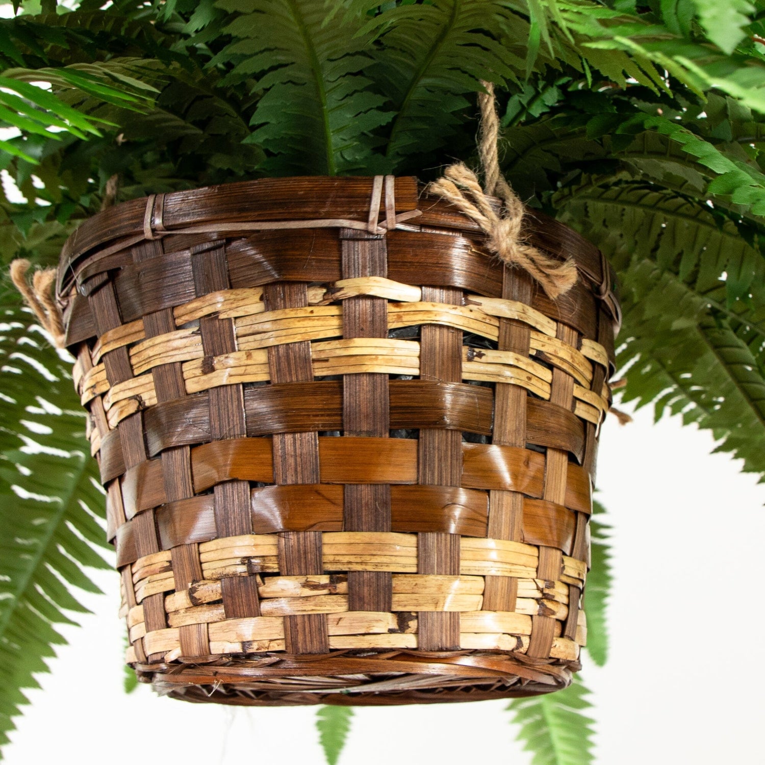 large hanging basket planter Nearly Natural Boston Fern Hanging Basket, Green