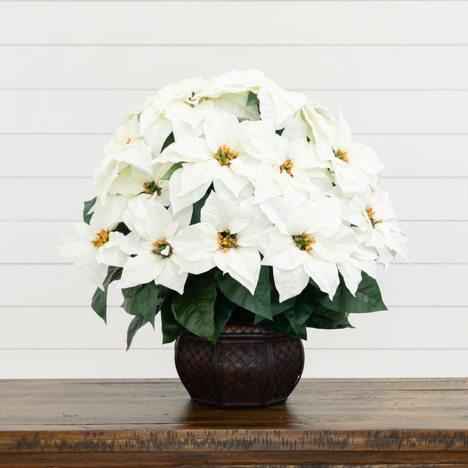 22" Artificial Poinsettia Arrangement in Decorative Planter