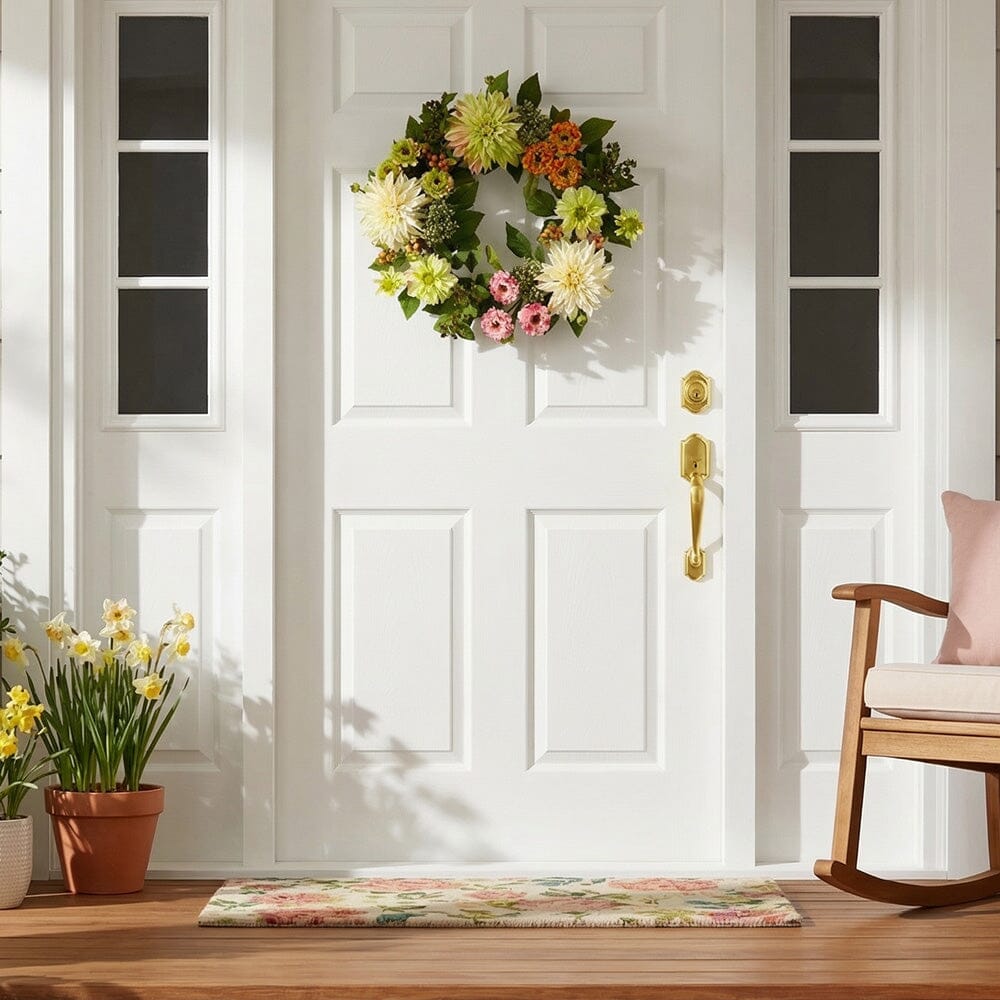 22” Dahlia & Mum Wreath - Spring Vibe | Nearly Natural