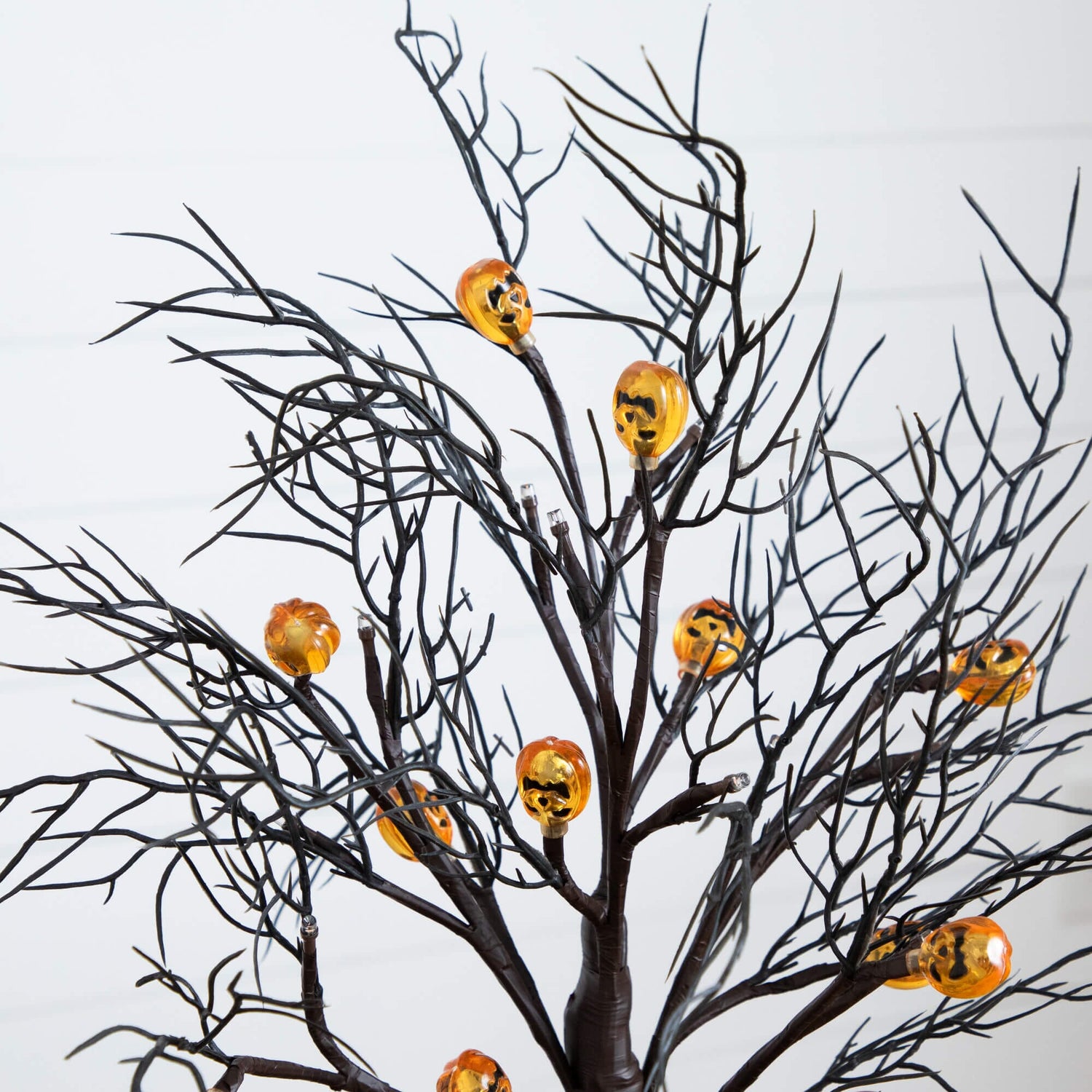 22" Pre-Lit Artificial Halloween Brown Twig Tree with 12 Orange LED Pumpkin Shaped Lights