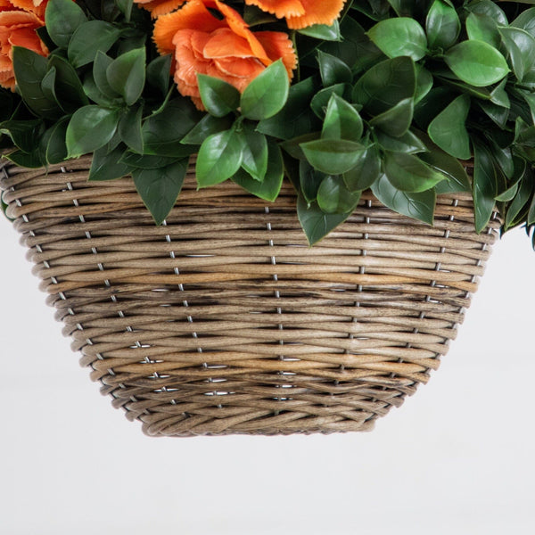 22” UV Resistant Artificial Camellia in Hanging Basket (Indoor/Outdoor)
