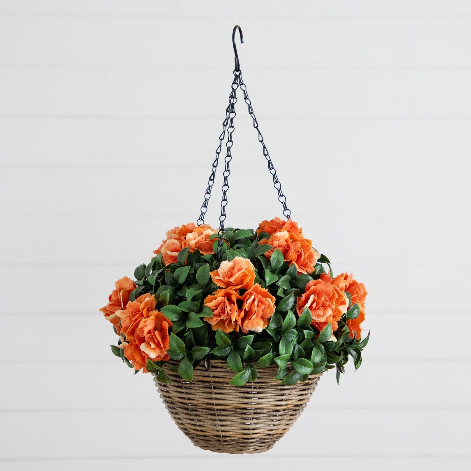 22” UV Resistant Artificial Camellia in Hanging Basket (Indoor/Outdoor)