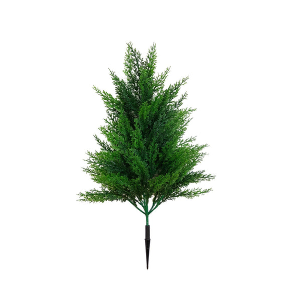 22” UV Resistant Artificial Cedar Bush with Integrated Ground Stake (Indoor/Outdoor) - Set of 2