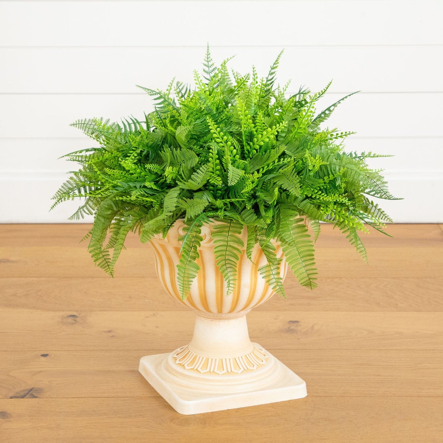 decorative planter indoor 22” UV Resistant Artificial Fern in Decorative Urn Planter (Indoor/Out – Nearly Natural