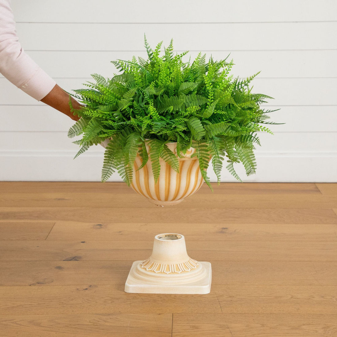 22” UV Resistant Artificial Fern in Decorative Urn Planter (Indoor/Out –  Nearly Natural