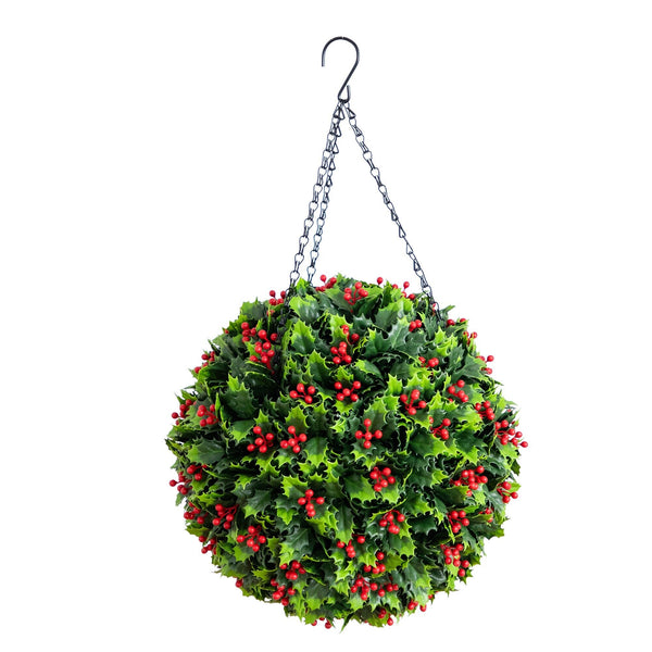 22” UV Resistant Artificial Holly Berry Christmas Hanging Ball (Indoor/Outdoor)