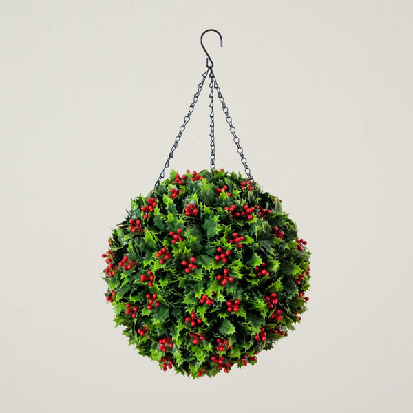 22” UV Resistant Artificial Holly Berry Christmas Hanging Ball (Indoor/Outdoor)