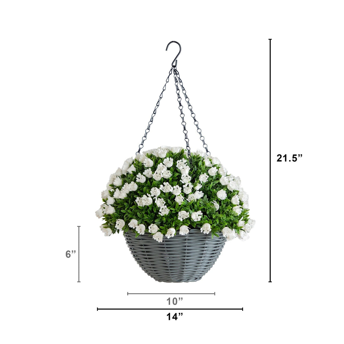faux hanging plants amazon 22” UV Resistant Artificial Mini Rose and Aptenia Hanging Basket (Indo – Nearly Natural