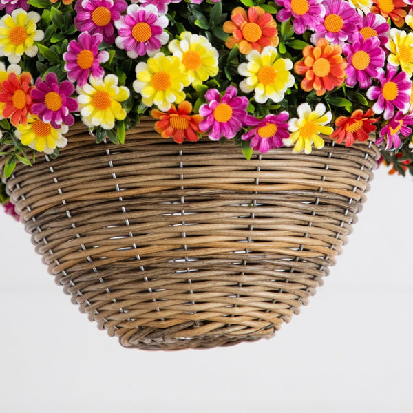 22” UV Resistant Artificial Mixed Daisy Hanging Basket (Indoor/Outdoor)