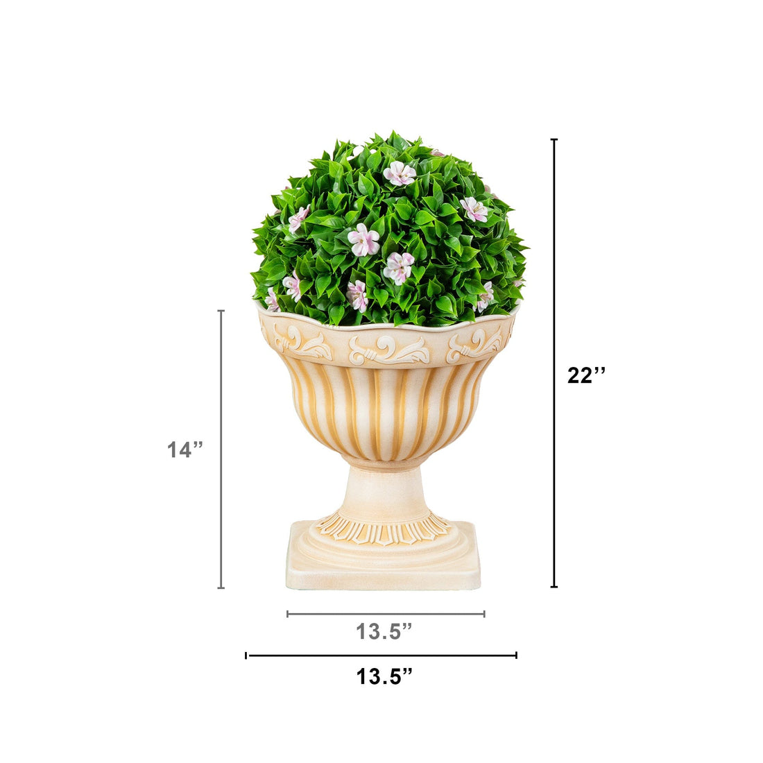 big decorative plant pots 22” UV Resistant Artificial Pink Flowering Ball Topiary in Decorative – Nearly Natural