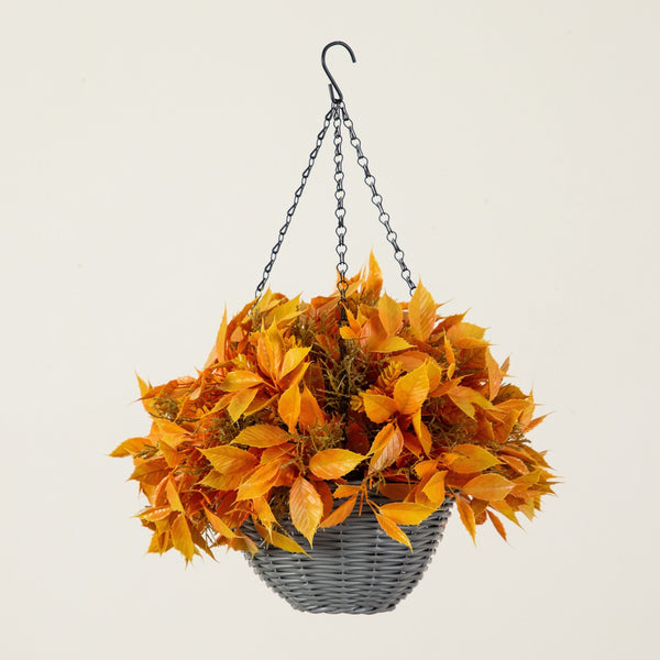 22” UV Resistant Autumn Artificial Fall Foliage Hanging Basket (Indoor/Outdoor)