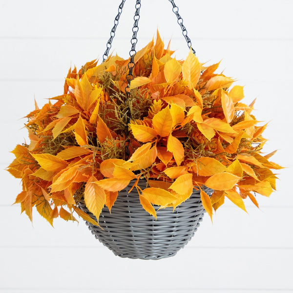 22” UV Resistant Autumn Artificial Fall Foliage Hanging Basket (Indoor/Outdoor)