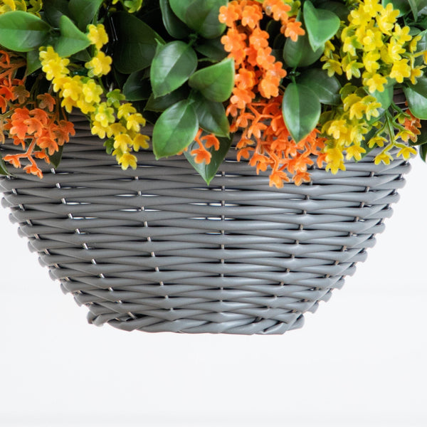 22” UV Resistant Autumn Artificial Fall Gardenia Hanging Basket (Indoor/Outdoor)