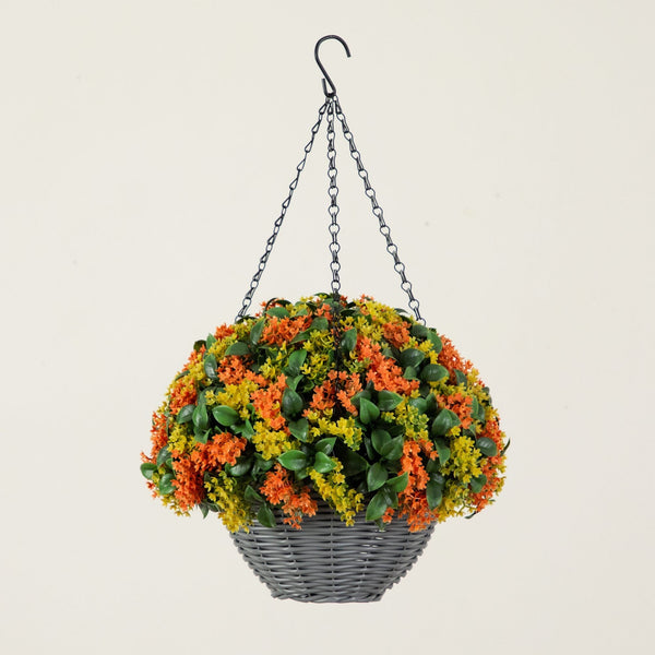 22” UV Resistant Autumn Artificial Fall Gardenia Hanging Basket (Indoor/Outdoor)