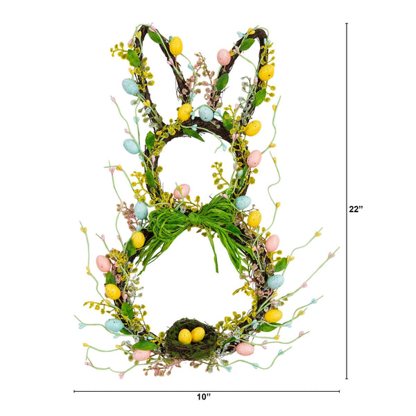 22" Artificial Easter Bunny Shaped Wreath