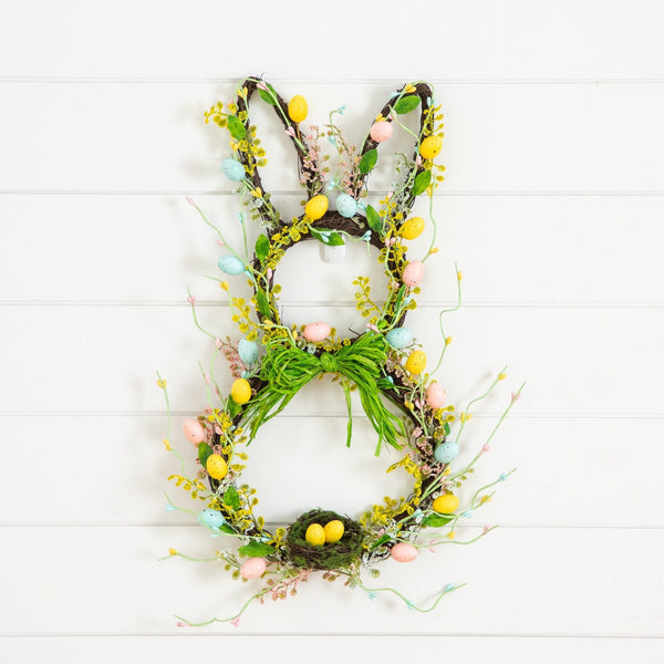 22" Artificial Easter Bunny Shaped Wreath