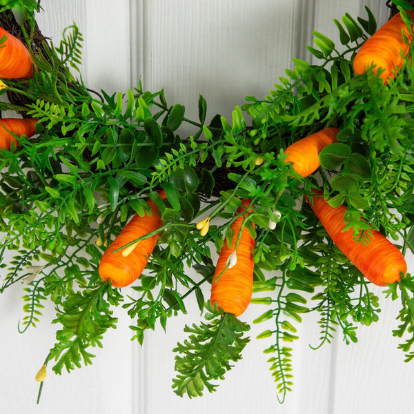 22" Artificial Easter Fern and Carrots Wreath