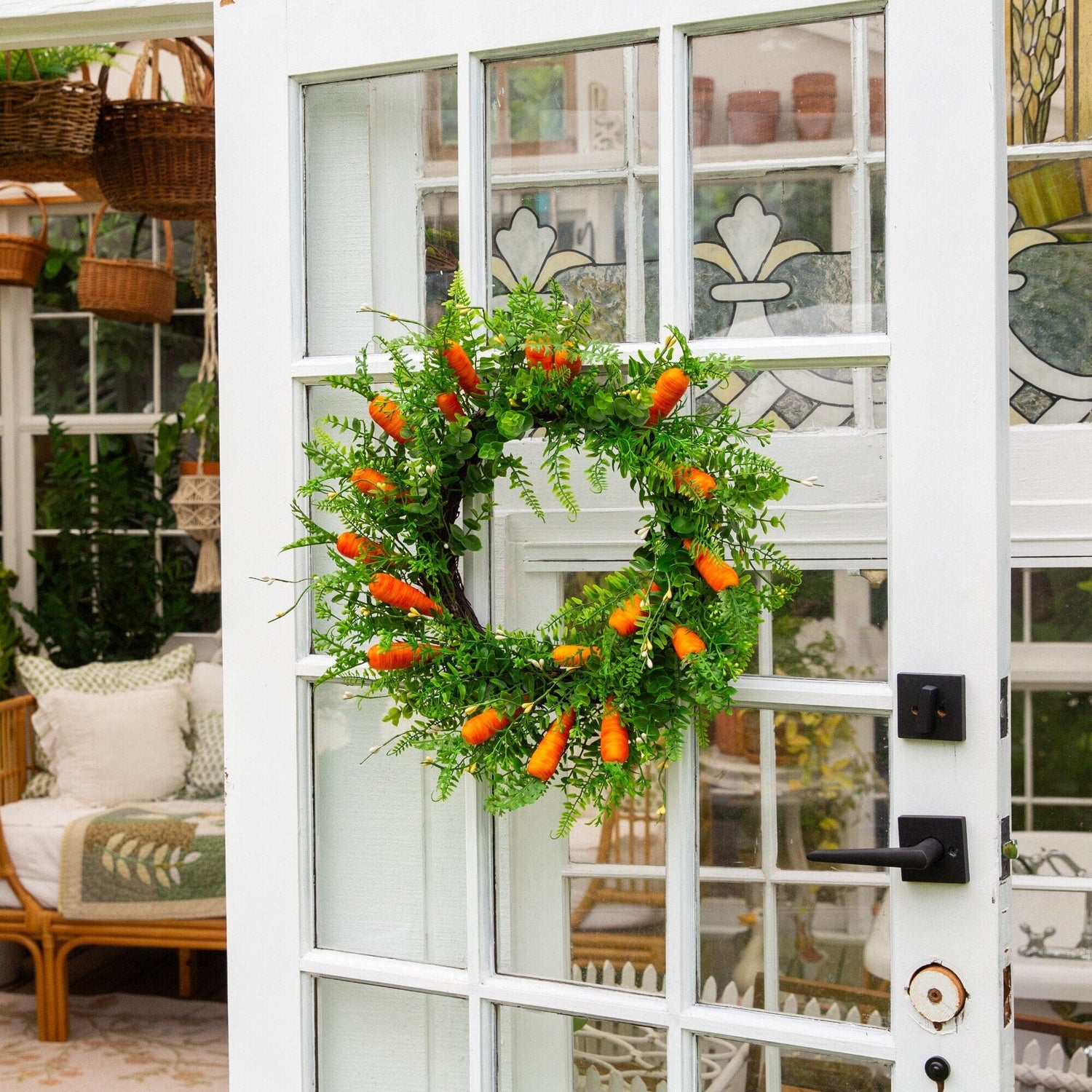 22" Artificial Easter Fern and Carrots Wreath