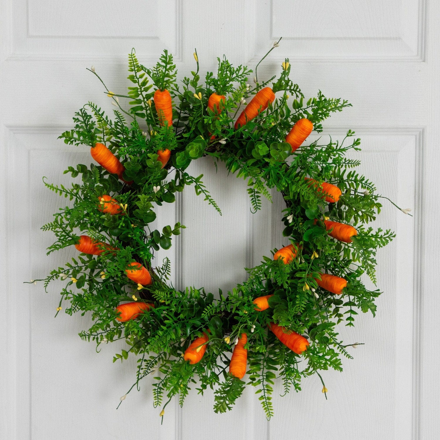 22" Artificial Easter Fern and Carrots Wreath