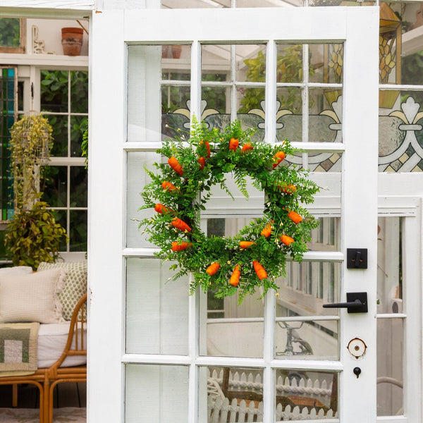 22" Artificial Easter Fern and Carrots Wreath