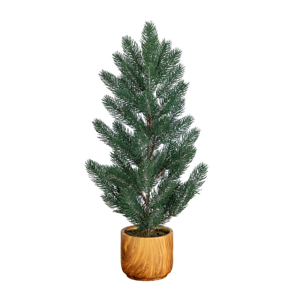 23” Artificial Christmas Pine Tree in Decorative Wood Planter