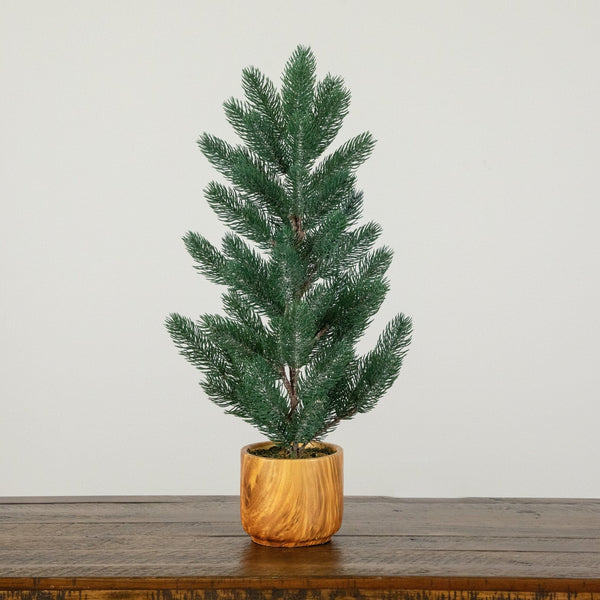 23” Artificial Christmas Pine Tree in Decorative Wood Planter