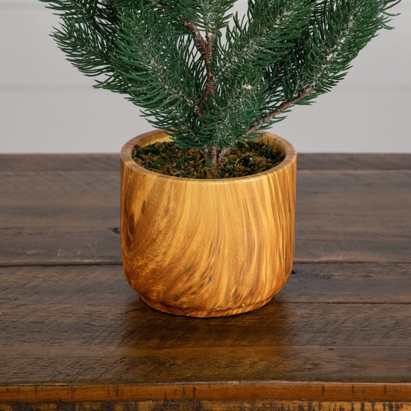 23” Artificial Christmas Pine Tree in Decorative Wood Planter
