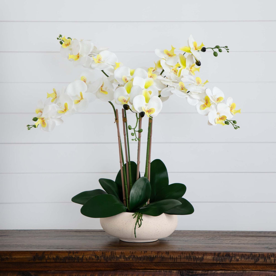 artificial orchid plants in pots 23” Artificial Phalaenopsis Orchid Arrangement in White Ceramic Planter (Real Touch)