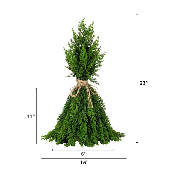 23” Artificial Real Touch Christmas Cypress Standing Bundle