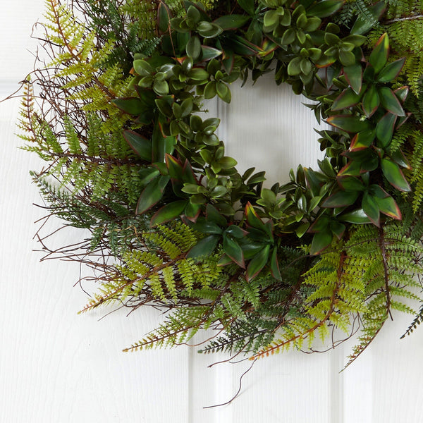 23” Assorted Fern Wreath UV Resistant (Indoor/Outdoor)