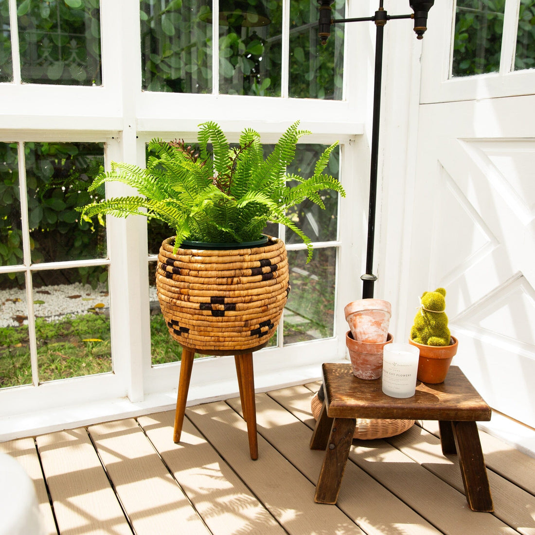 indoor fern plant stand Nearly Natural 23-in UV Resistant Artificial Real Touch Boston Fern Plant (Indoor/Outdoor)