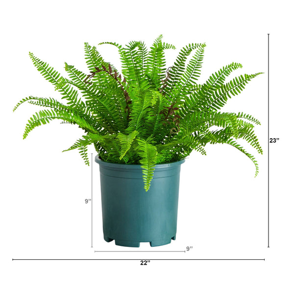 23" UV Resistant Artificial Real Touch Boston Fern Plant (Indoor/Outdoor)